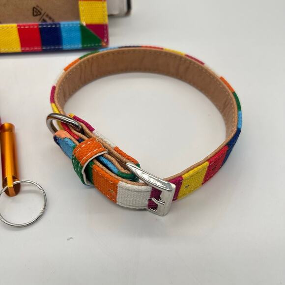 Rainbow‎ Dog Puppy Gift Set Sm/Med Multicolor Leash 16" Collar And Frame Set NEW - Picture 2 of 9